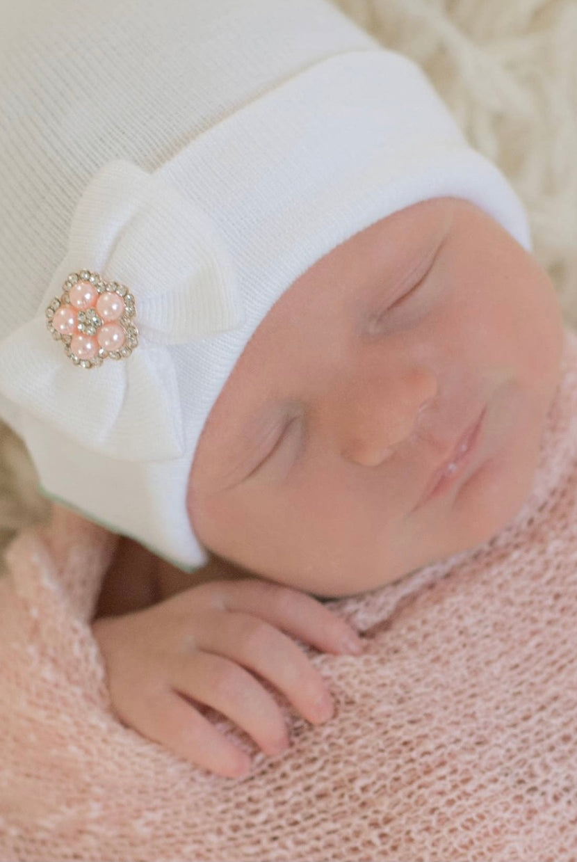 newborn hospital hat, newborn photo prop, tiny bow newborn hat, newborn photography, best baby boutique, hospital hat, baby beanie