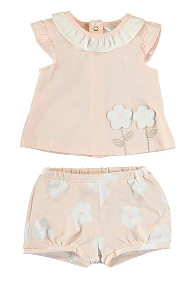 mayoral, flower applique short set, baby girl clothing, cute baby girl outfits