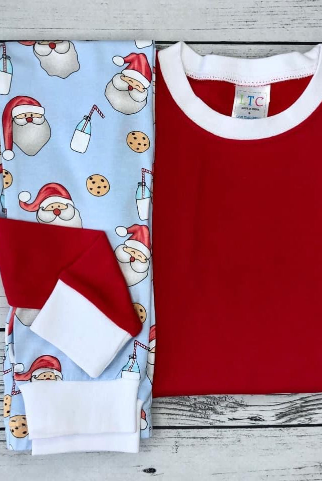christmas pajamas, monogrammed christmas pjs, beat baby boutique, classic childrens clothing, milk and cookies for santa, xmas jammies, christmas pjs, personalized pajamas