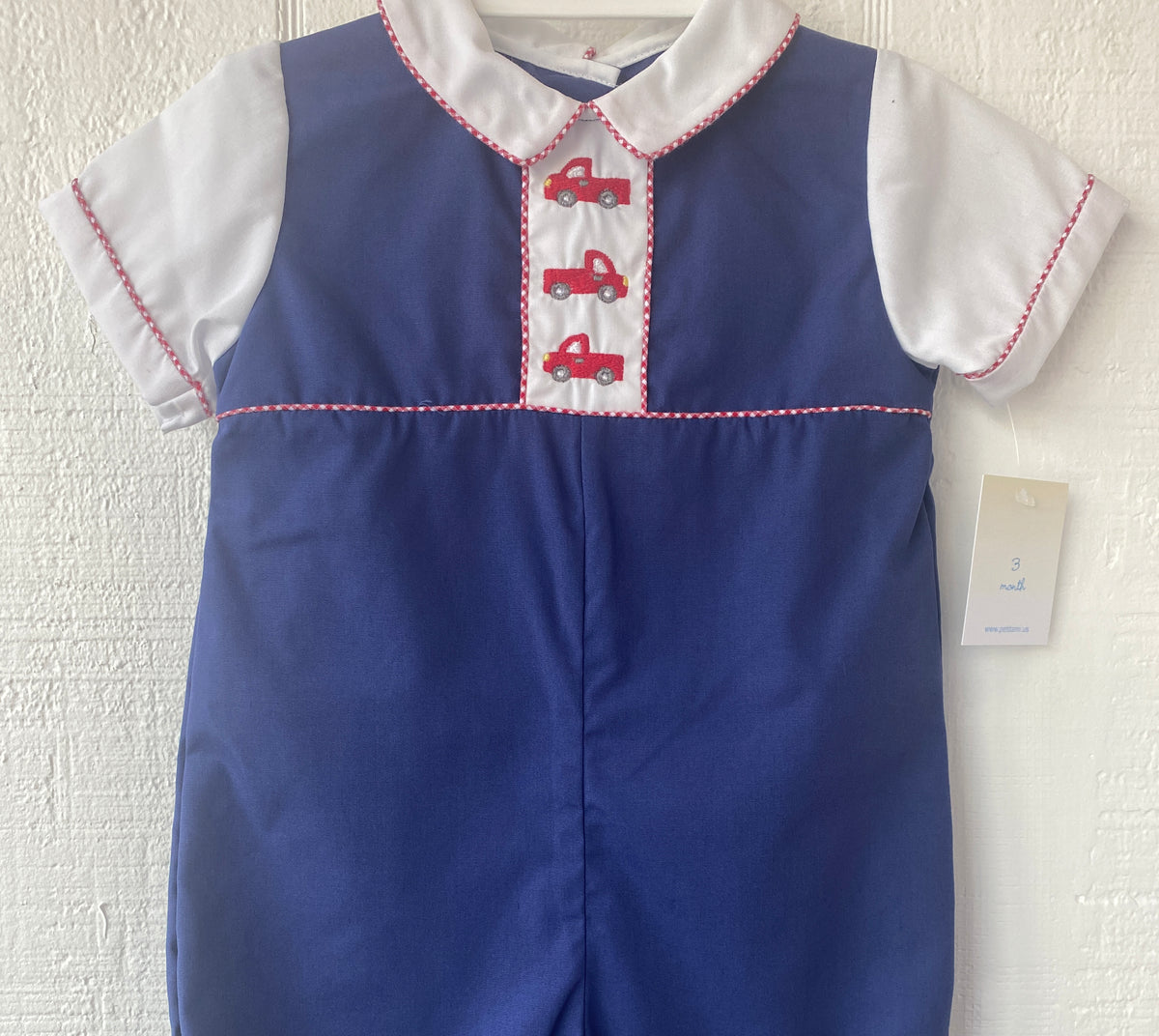 petit ami, red truck baby boy outift, classic childrens clothing, best baby boutique