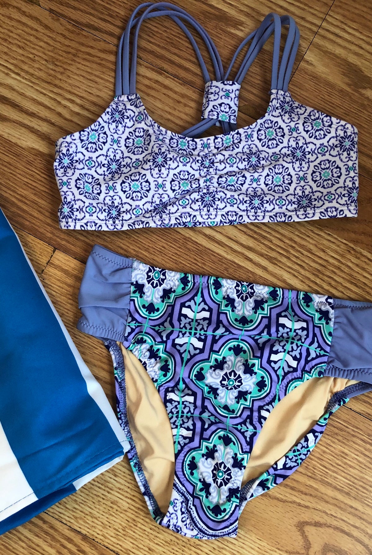 Cabana Life 2 Piece Blue Print Bikini for Tween Girls