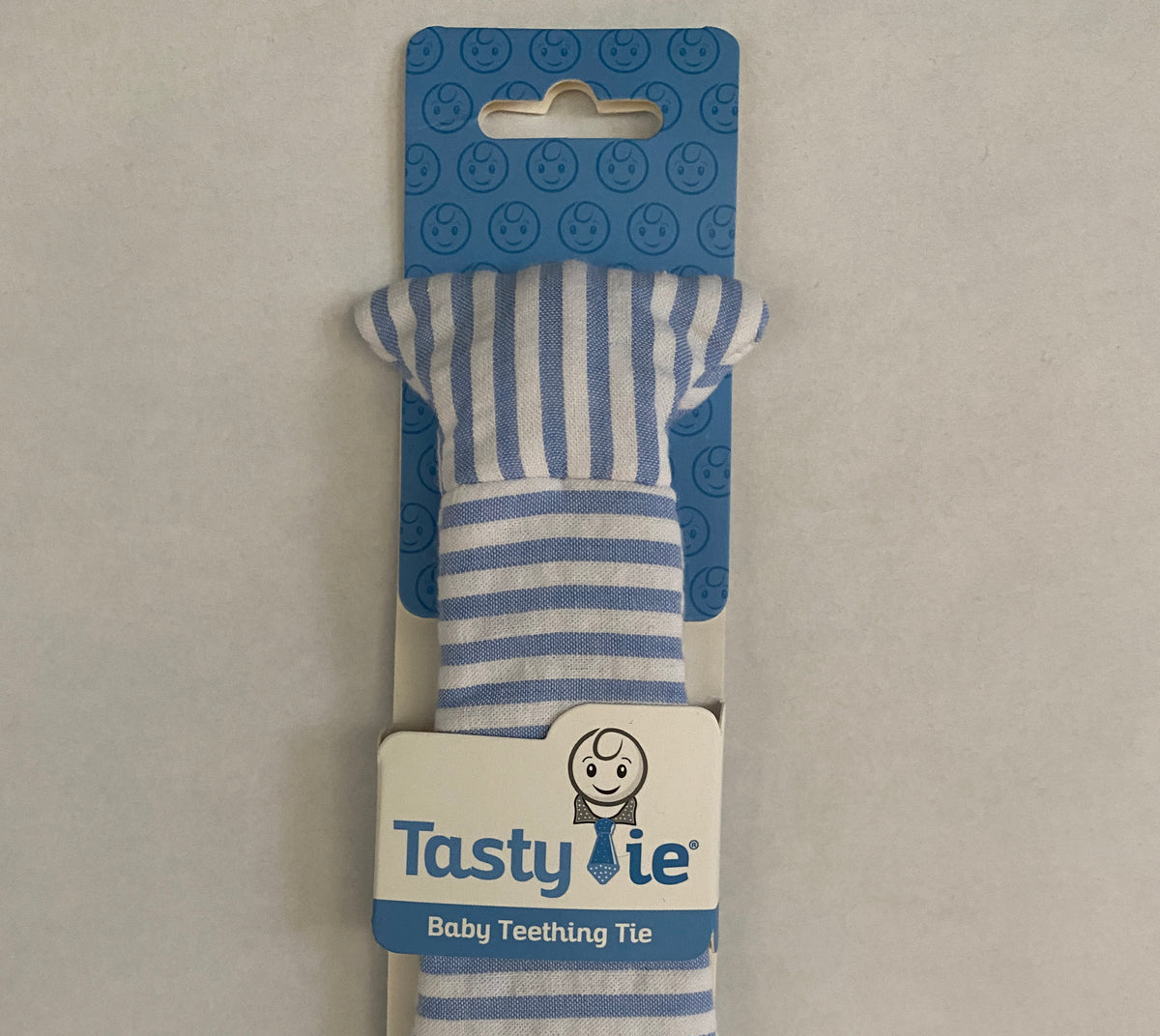 seersucker teether, tasty tie, baby boy teether, baby teether, baby gift, baby boutique