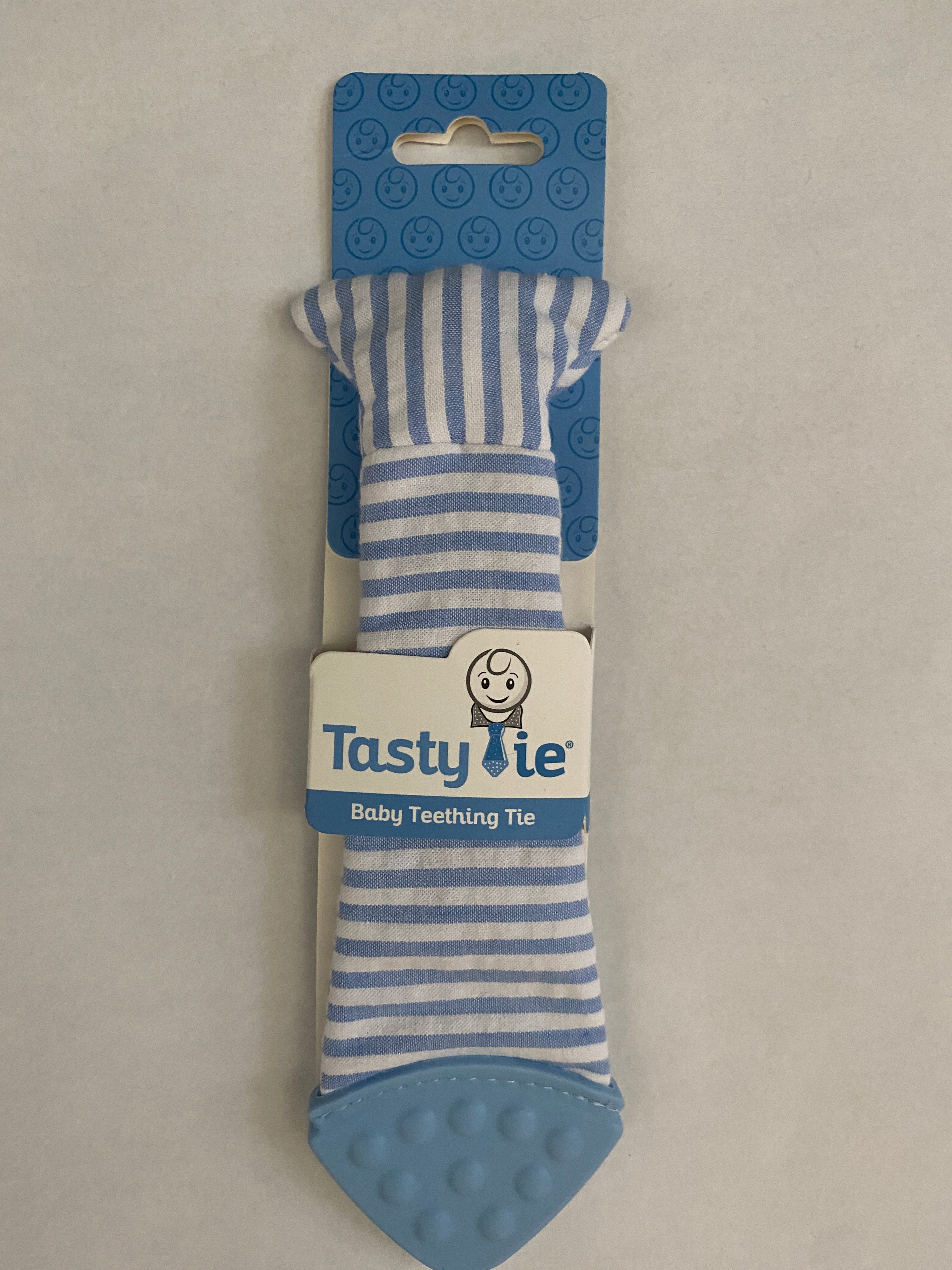seersucker teether, tasty tie, baby boy teether, baby teether, baby gift, baby boutique