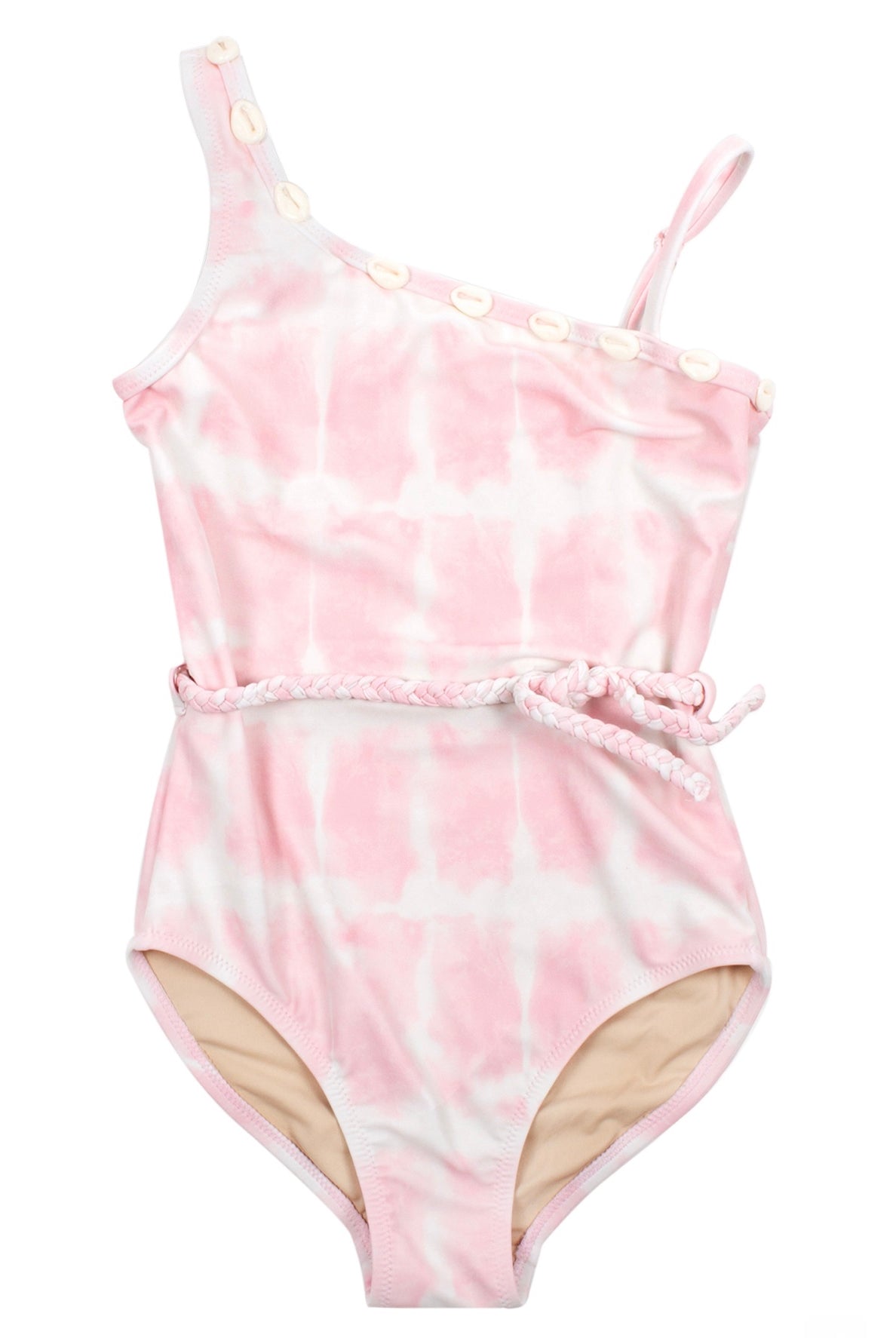 Girls Pink Tie-Dye Cowrie Shell One-Piece Swimsuit – Shade Critters
