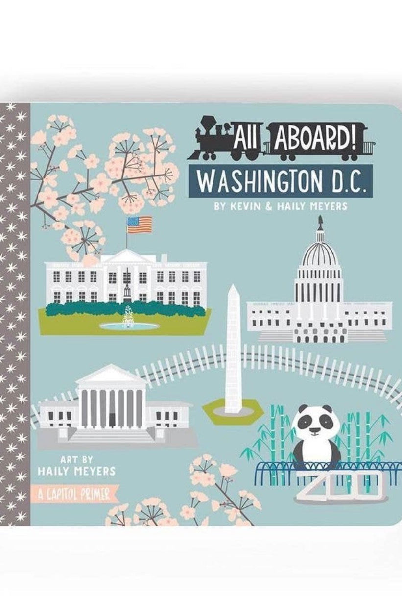 all aboard washington dc, board book, DC, baby books, baby gift