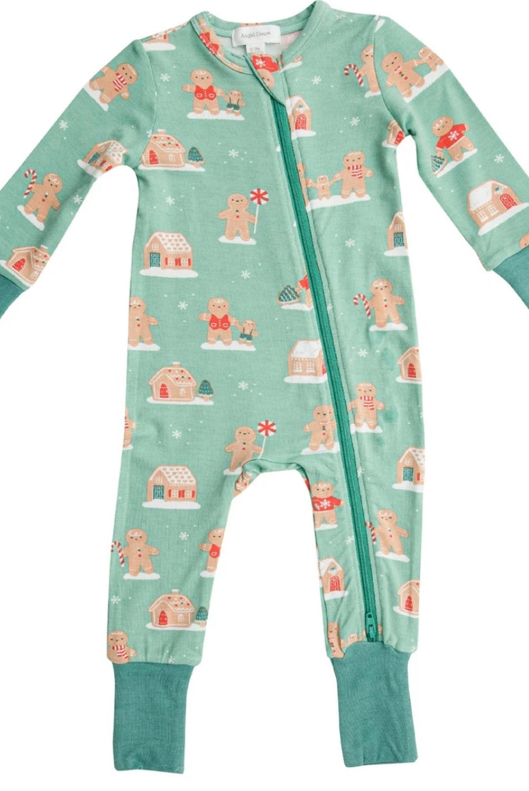 gingerbread romper, christmas pajamas, best babay boutique, classic childrens clothing, christmas jammies, xmas pajamas