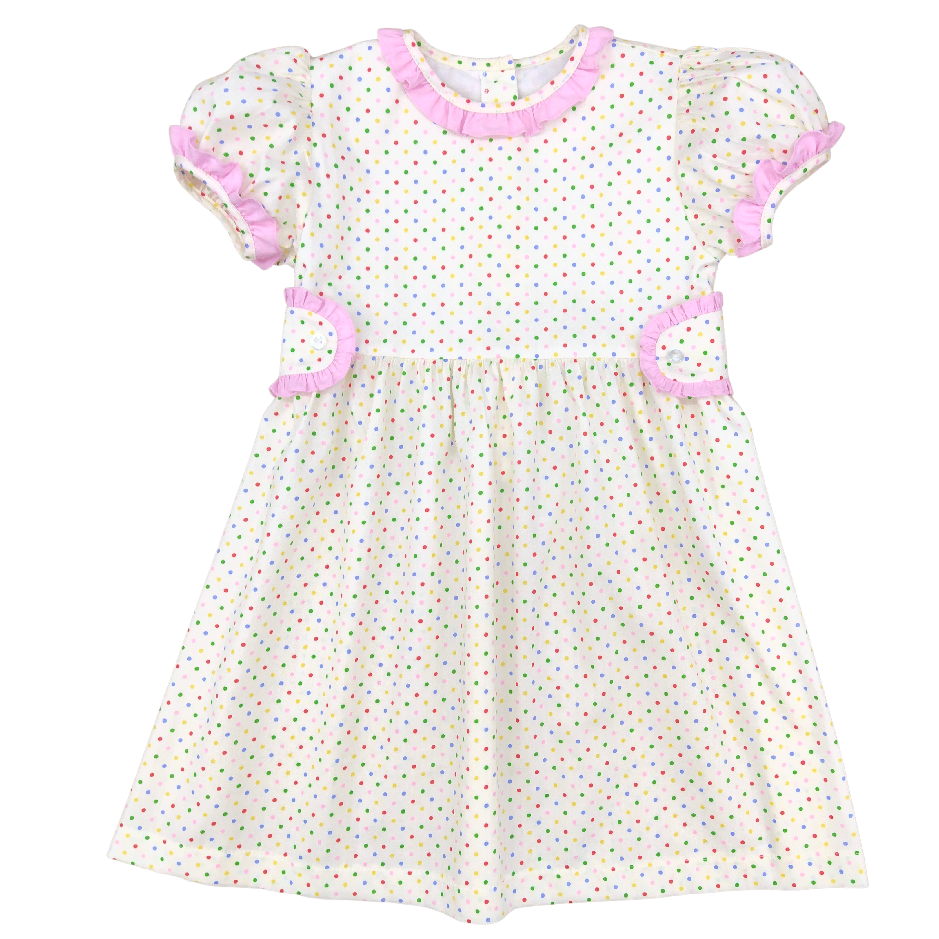 james and Lottie, tabitha dress, multi dot dress