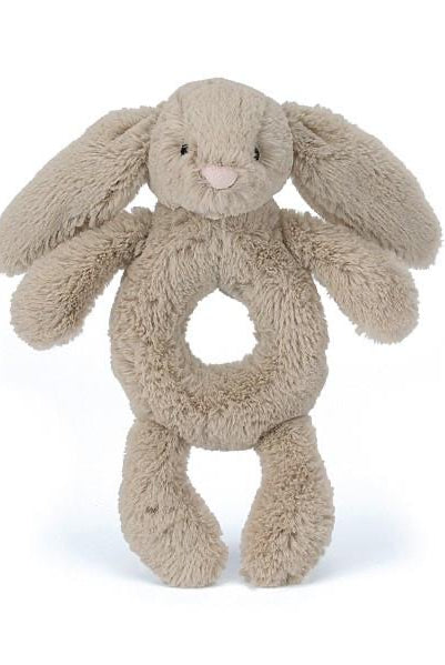 bunny rattle, jelly cat, grabber, baby gift, beige bunny