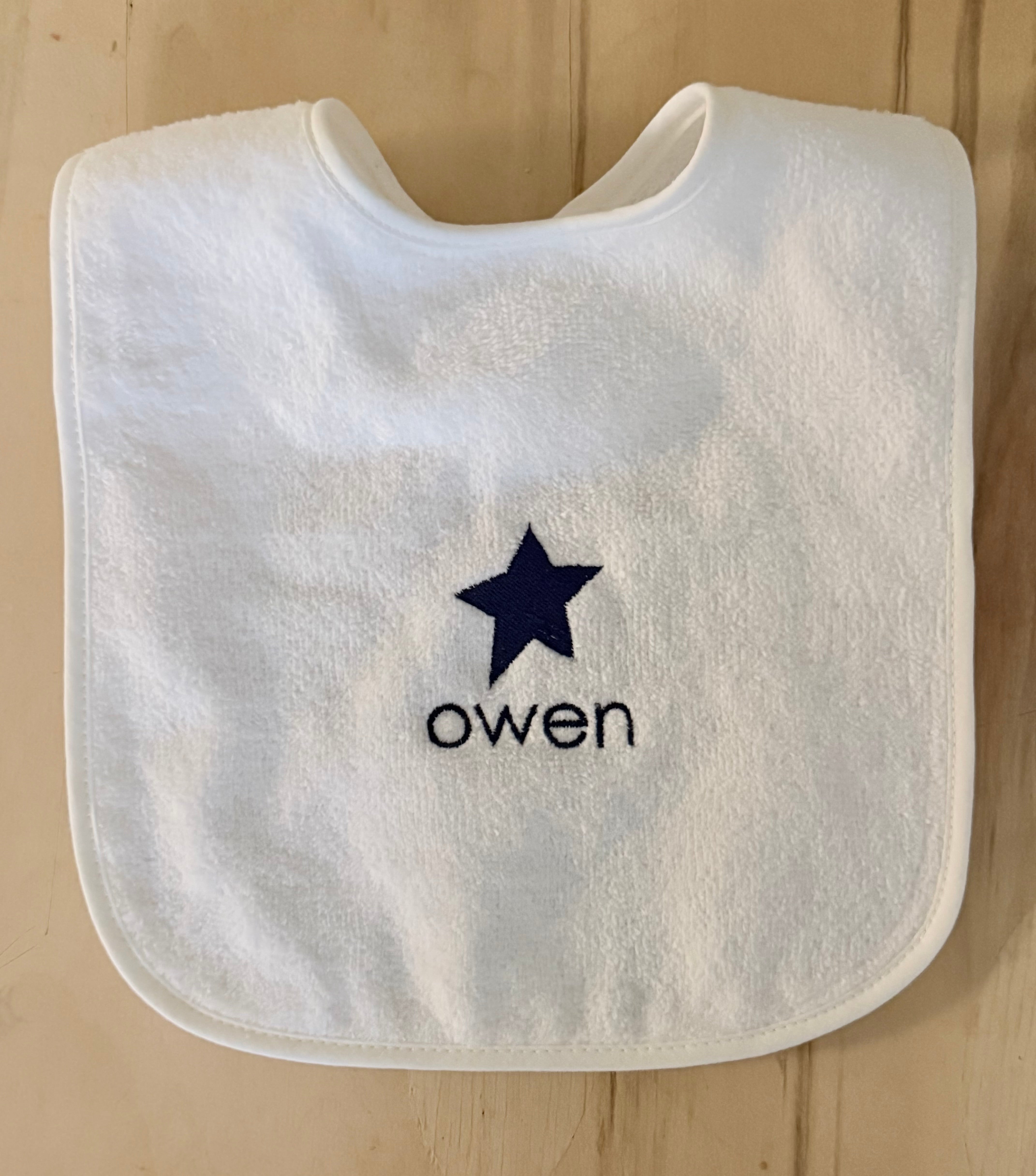 Personalized Star Terry Bib with name 