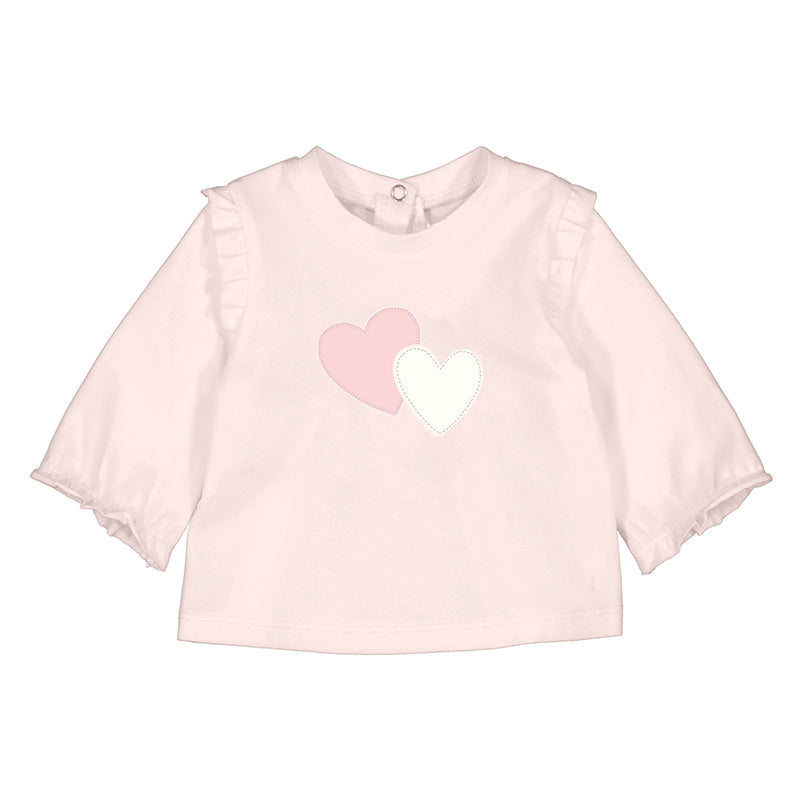 Pink long sleeve baby girl top with hearts