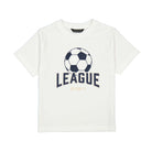 Mayoral boys white soccer league graphic tee with textured 3D soccer design