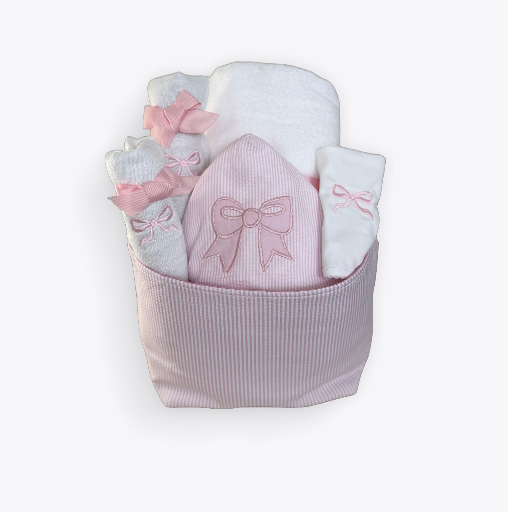 Baby Girl Bow Gift Basket for Baby Shower