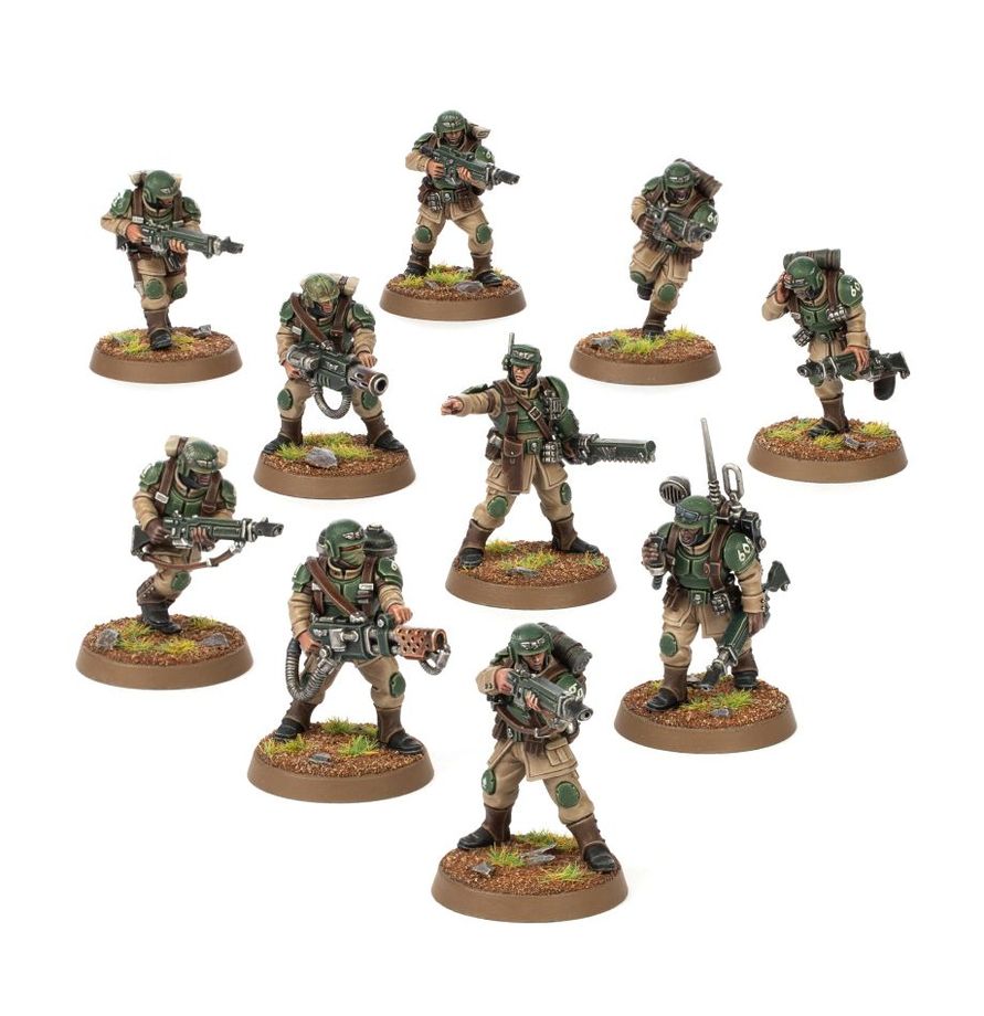 Cadian Shock Troops assembled miniatures