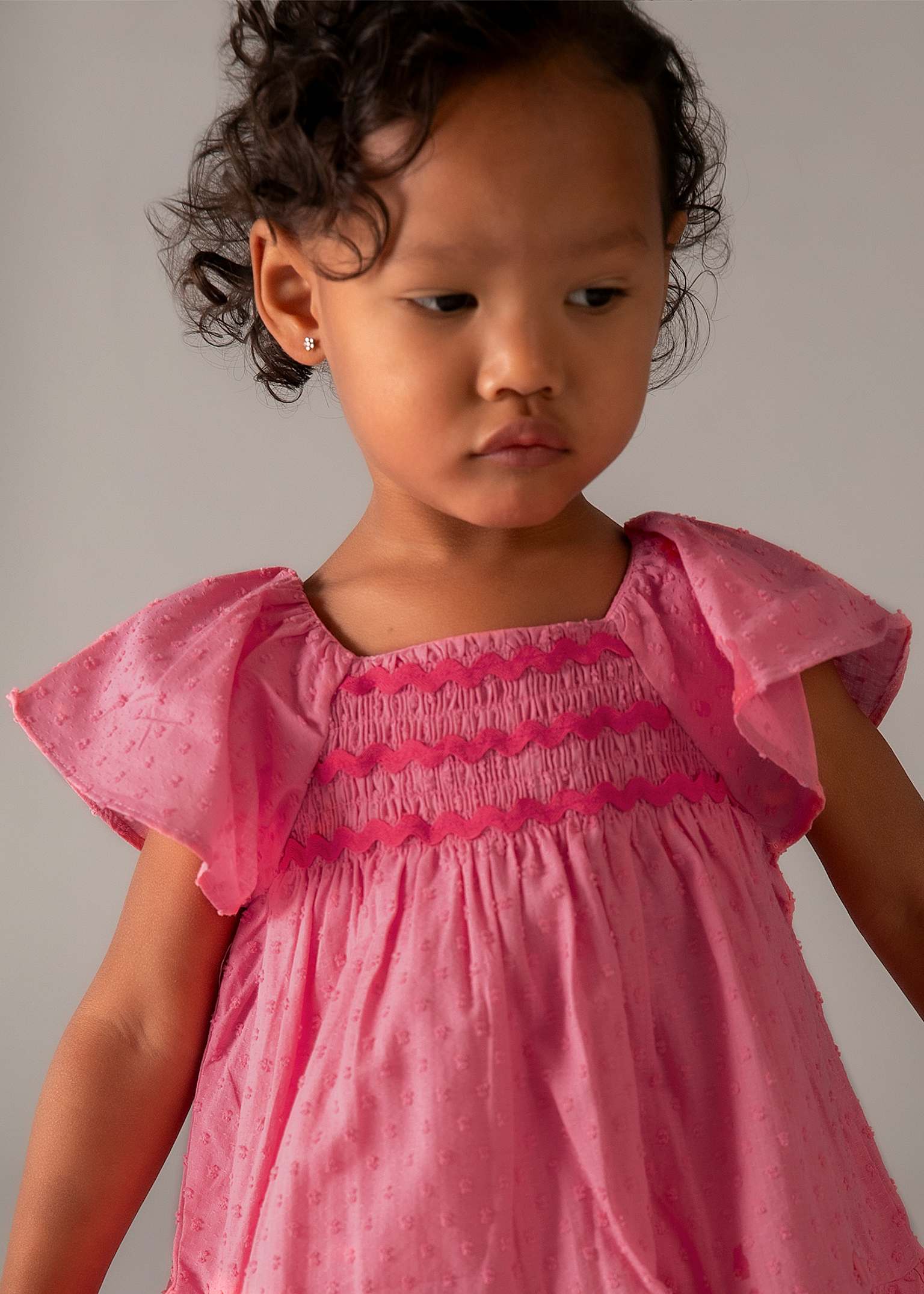 girls flutter sleeve pink dress