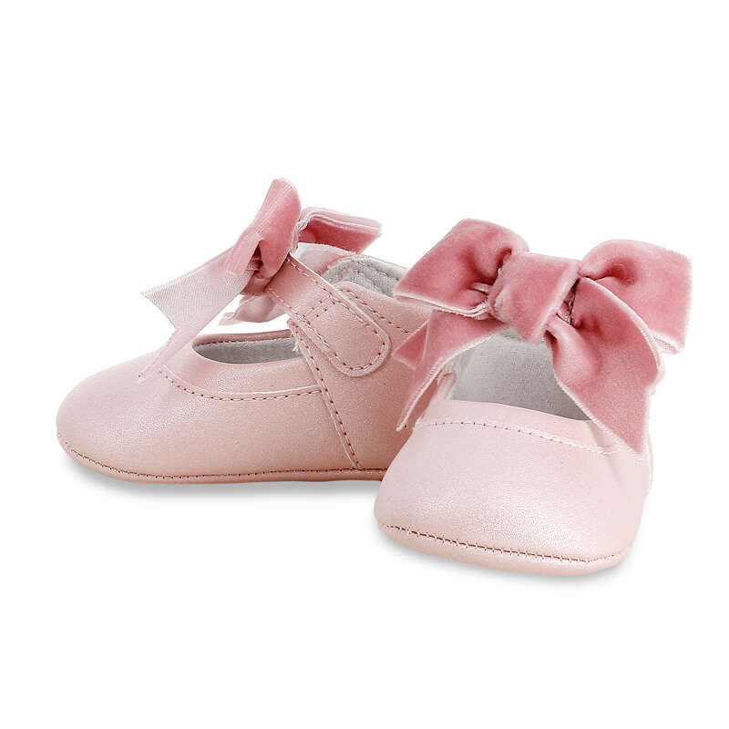 Pink Velvet Bow Mary Janes for Baby Girl