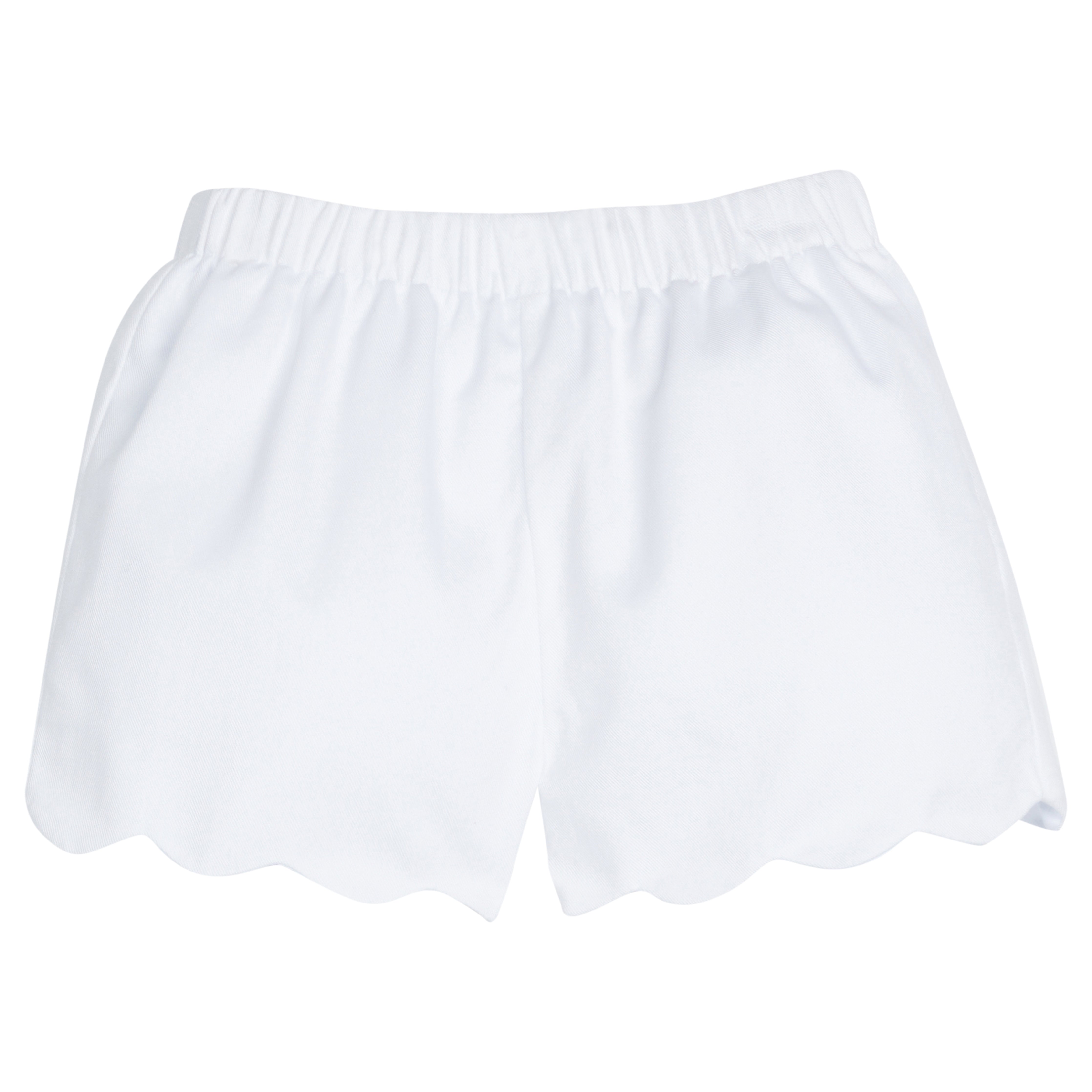 White Twill Scallop Shorts by Little English