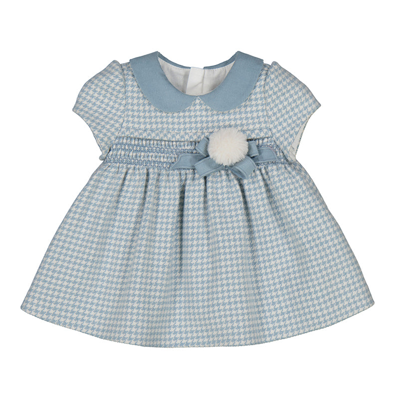 Blue Houndstooth Short Sleeve Dress by Mayoral