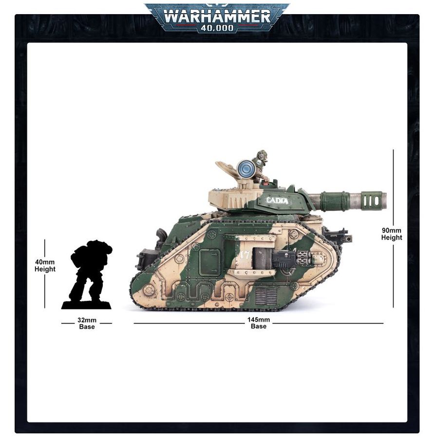 Warhammer 40K Astra Militarum tank model Size Comparison