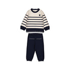 Navy and cream long knit trouser set by Mayoral - 2-piece loungewear for babies / Cute as Buttons