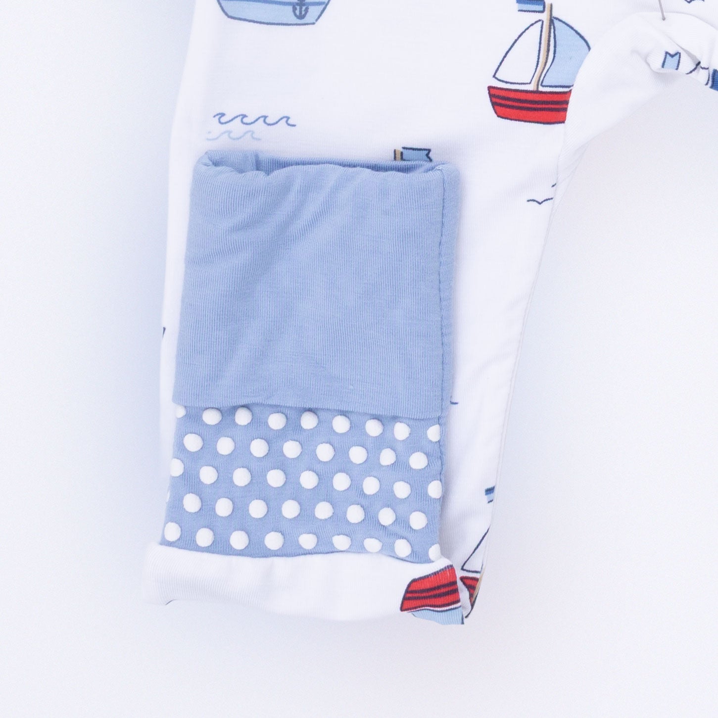close up foot cuff on angel dear romper