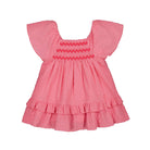 pink swiss dot girls dress