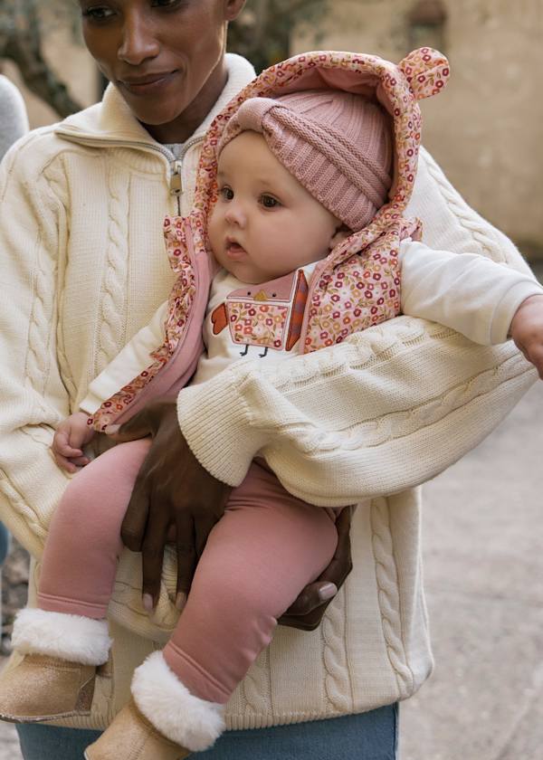 Mayoral baby girl tracksuit set - floral hooded vest with matching leggings and top