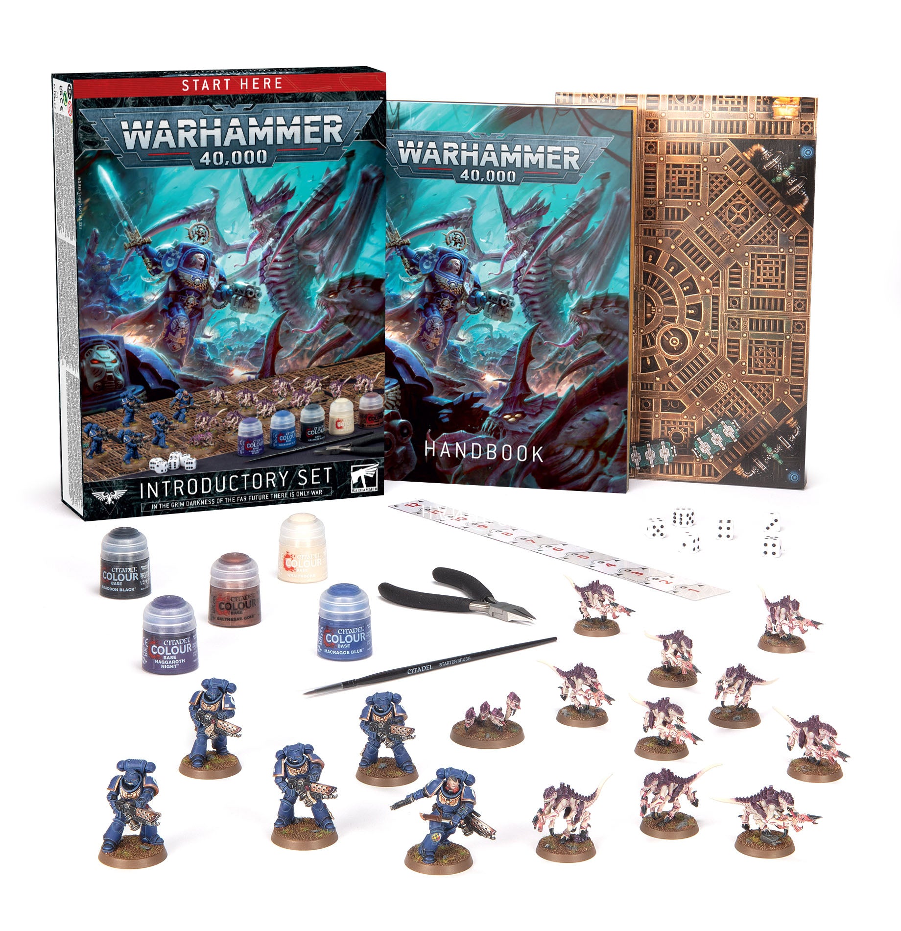 Warhammer 40,000 Introductory Set box with miniatures and paints