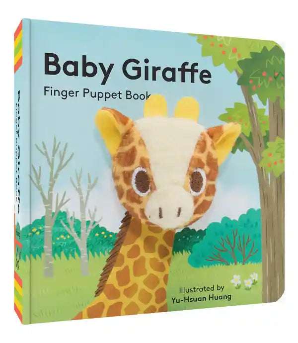 Built-in baby giraffe finger puppet interactive board book detail