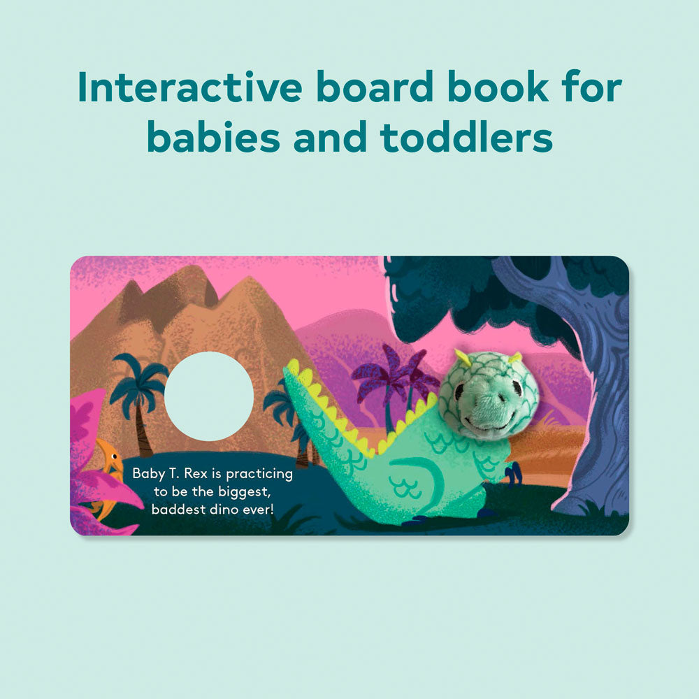 Baby T-Rex finger puppet interactive board book inside page