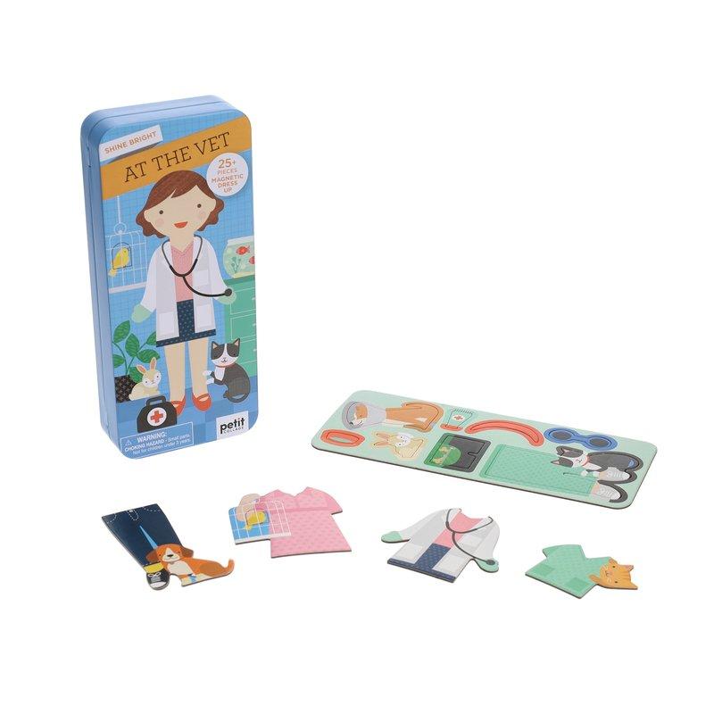 Magnetic veterinary dress-up set with outfits and accessories