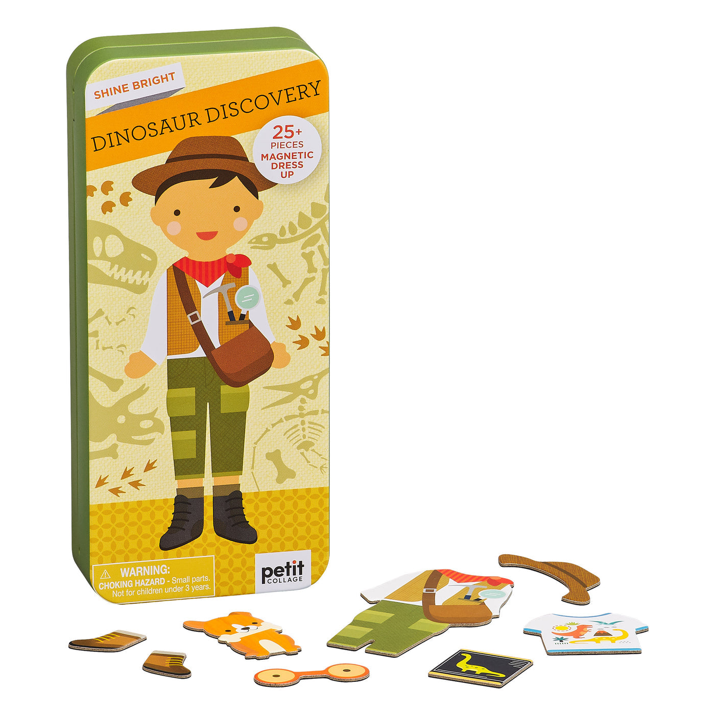 Dinosaur-themed magnetic dress-up activity set with accessories