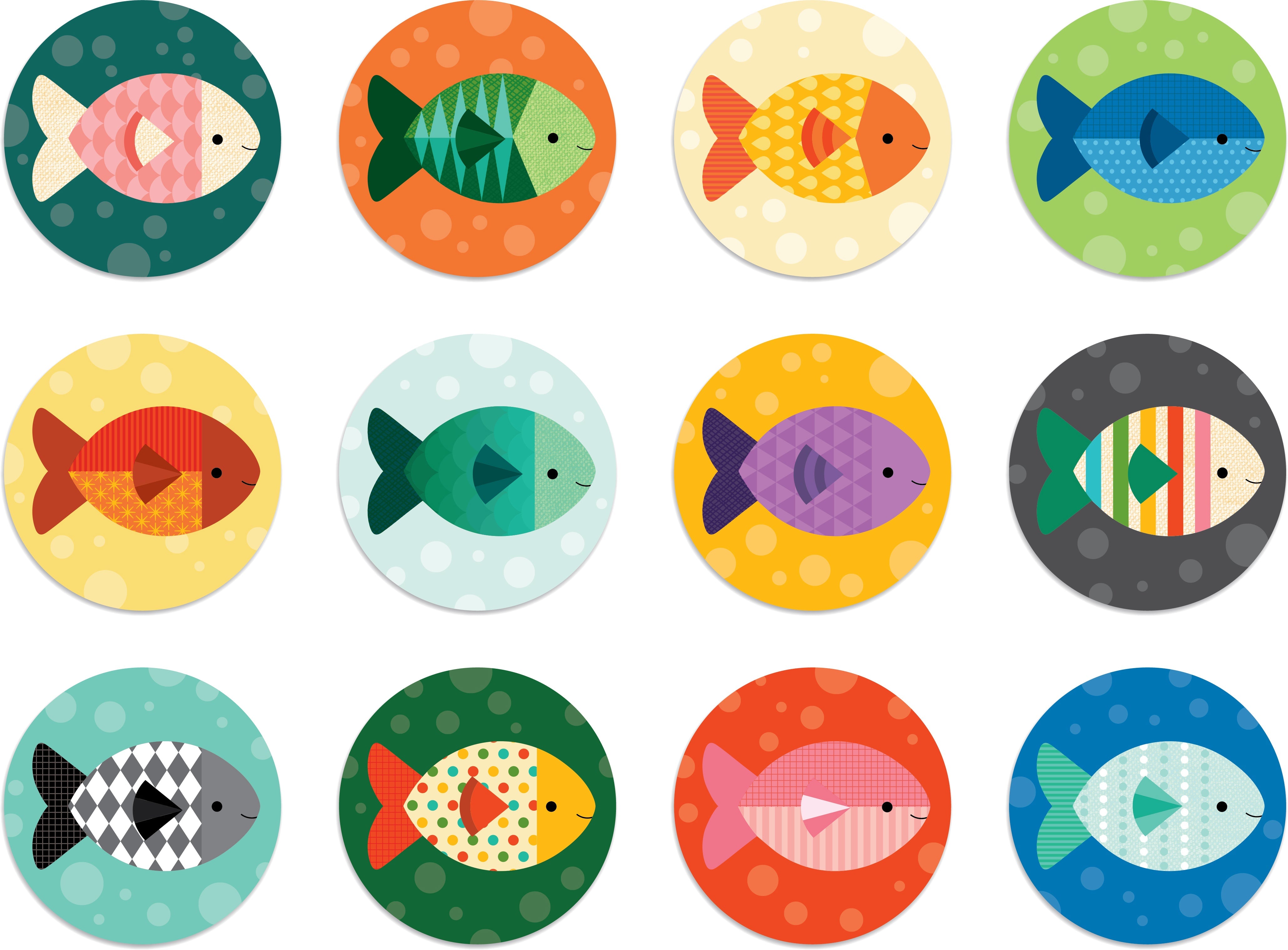 Colorful fish matching cards from Gone Fishing memory game