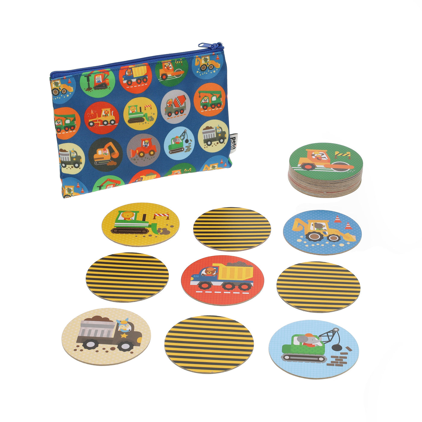 Travel-friendly construction memory game for ages 3 and up