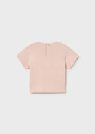 Back view of Mayoral girls pink cotton graphic t-shirt