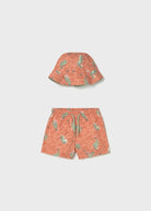 Mayoral boys quick dry swim trunks with matching sun hat
