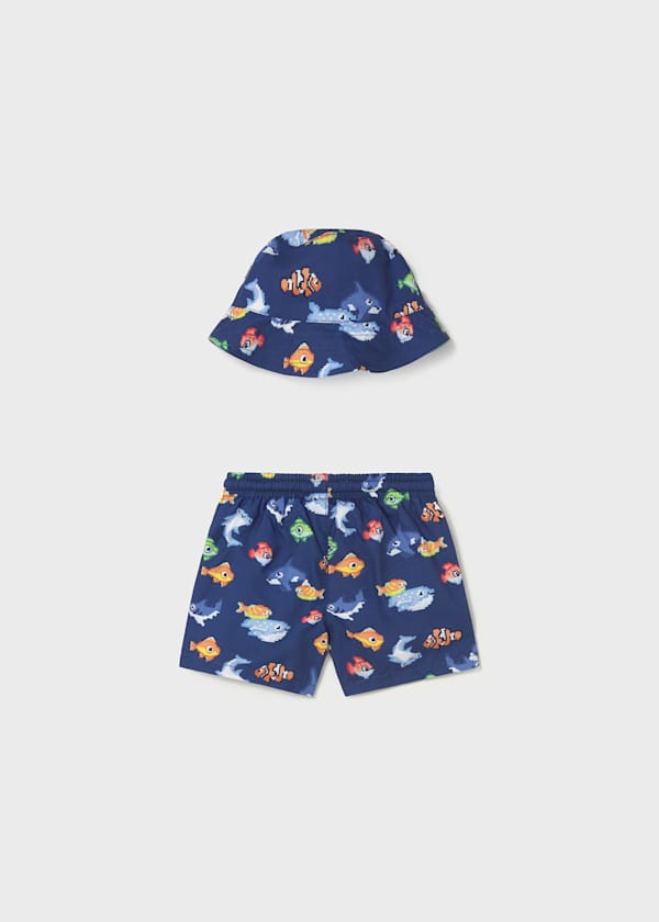 Mayoral boys quick drying swim trunks with matching hat