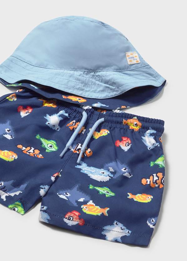 Mayoral fish swim trunks close up
