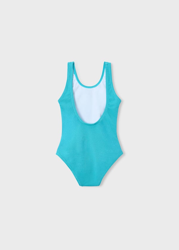 Mayoral girls pacific blue one piece swimsuit back view