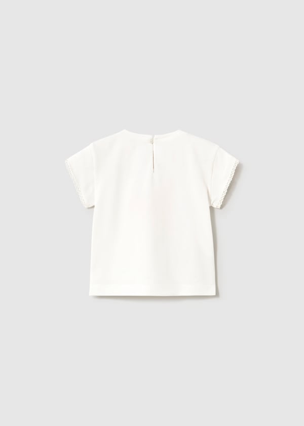 Mayoral girls off-white blossom graphic short sleeve tee back view