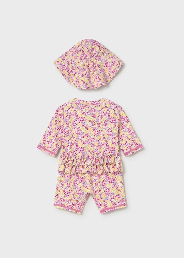 Baby Girl Floral swim and hat set