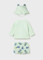 Baby Boy Swim trunks, Rash Guard and Hat Set with Sun Protection