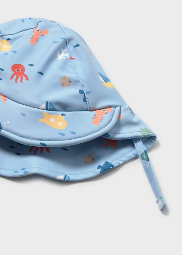 Baby boys blue ocean sunhat closeup