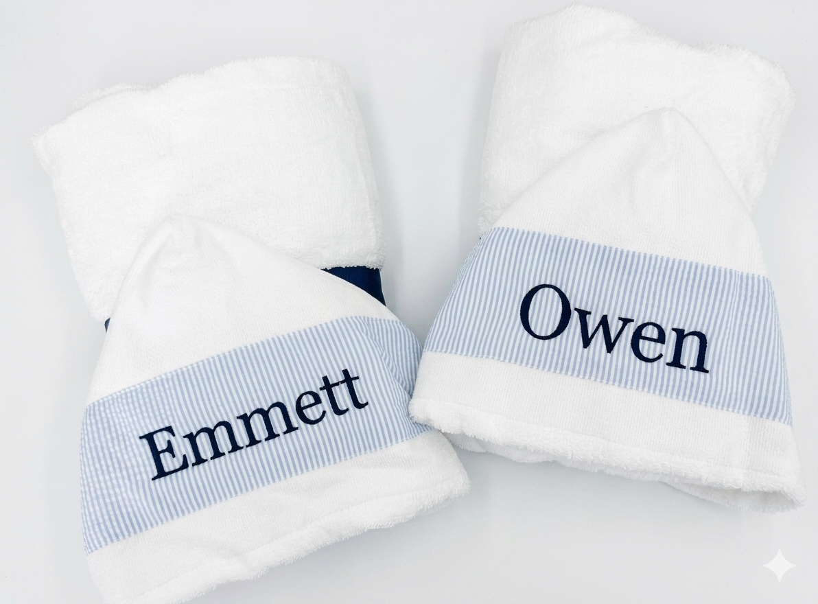 Personalized Hooded Towels for Twins