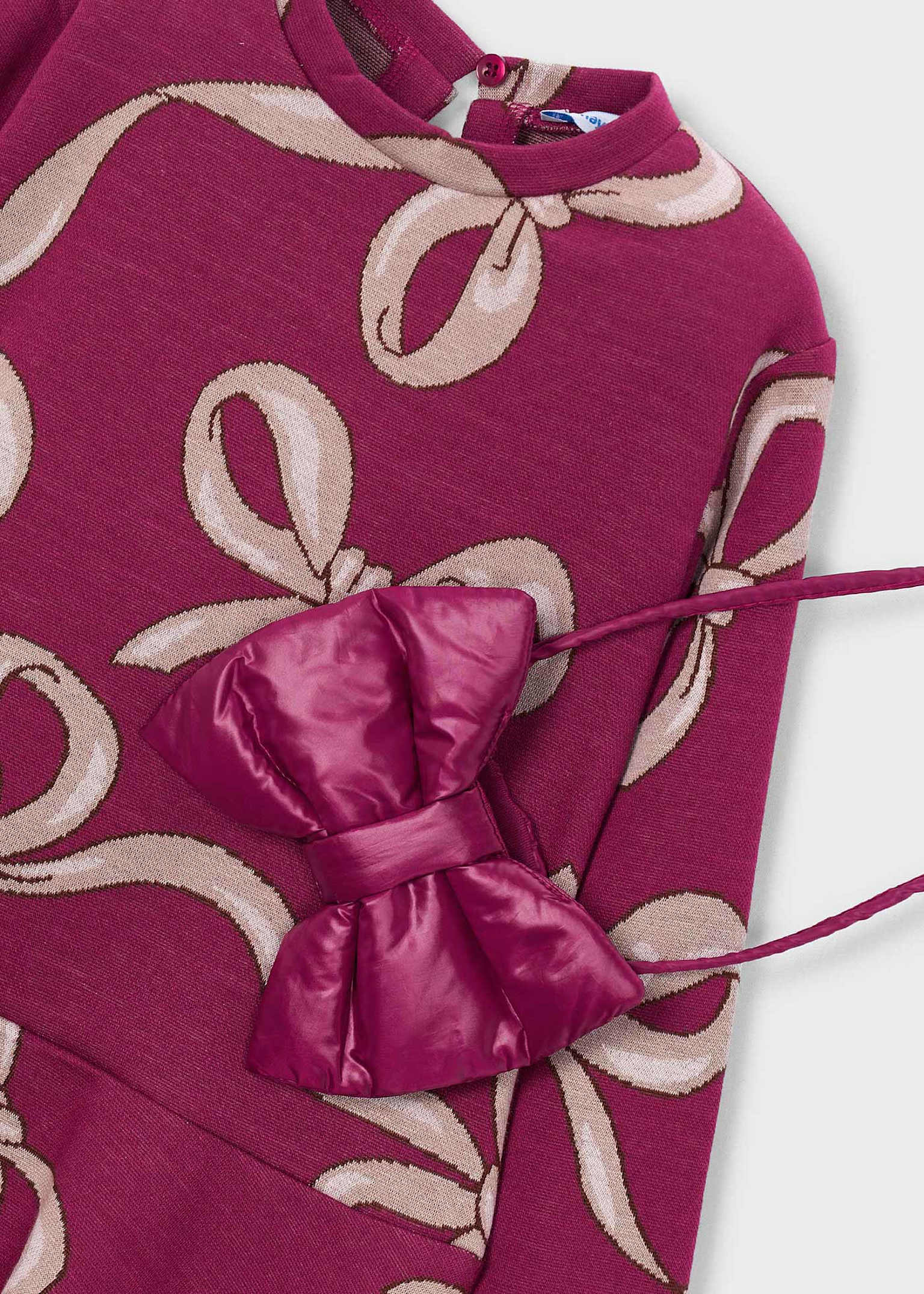 Closeup Detail of Bow dress and bag for girls