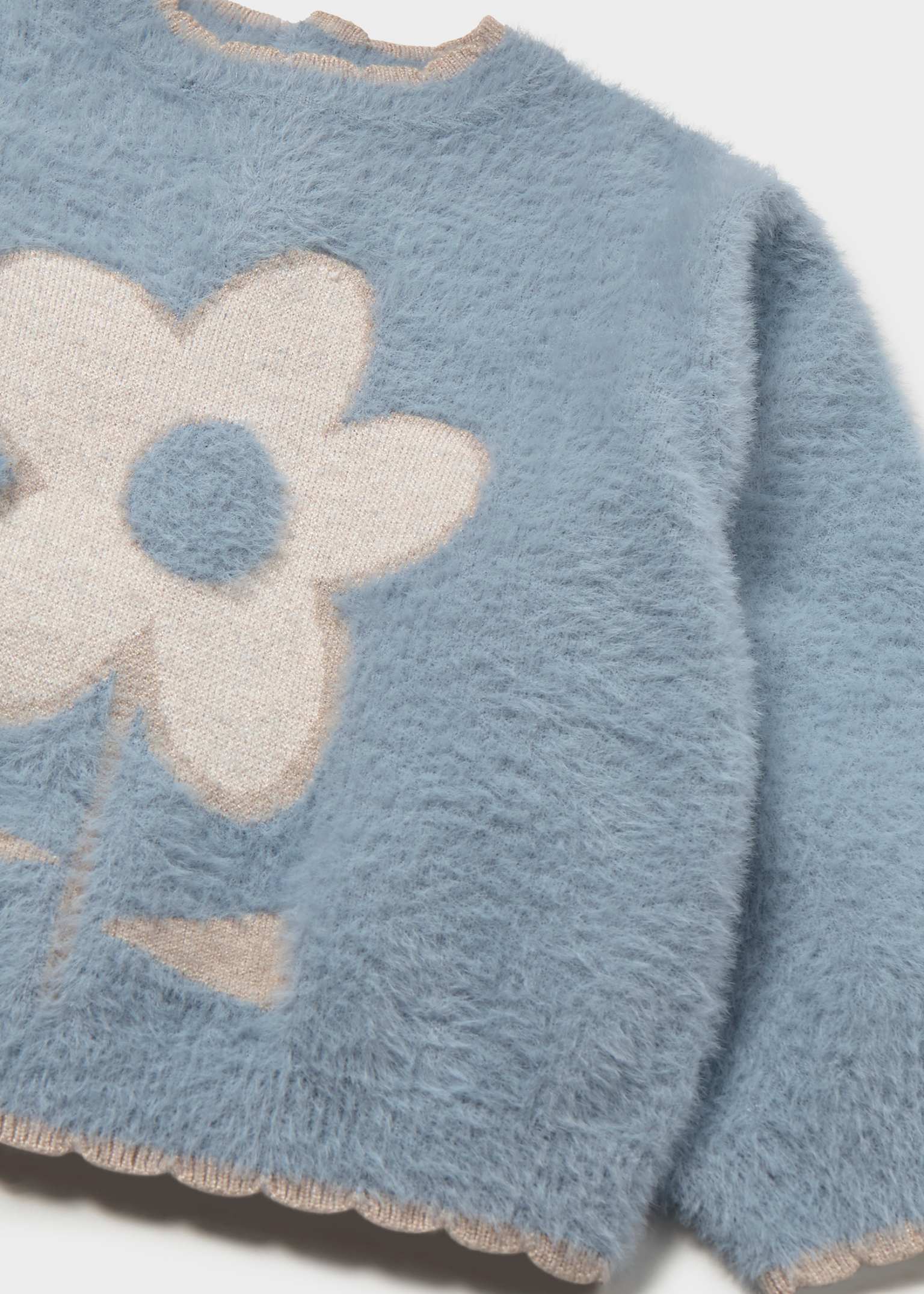 Close up of Blue Flower Sweater