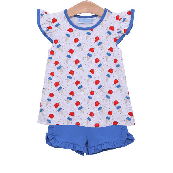 Patriotic Ice Cream Flutter Short Set by Trotter Street kids