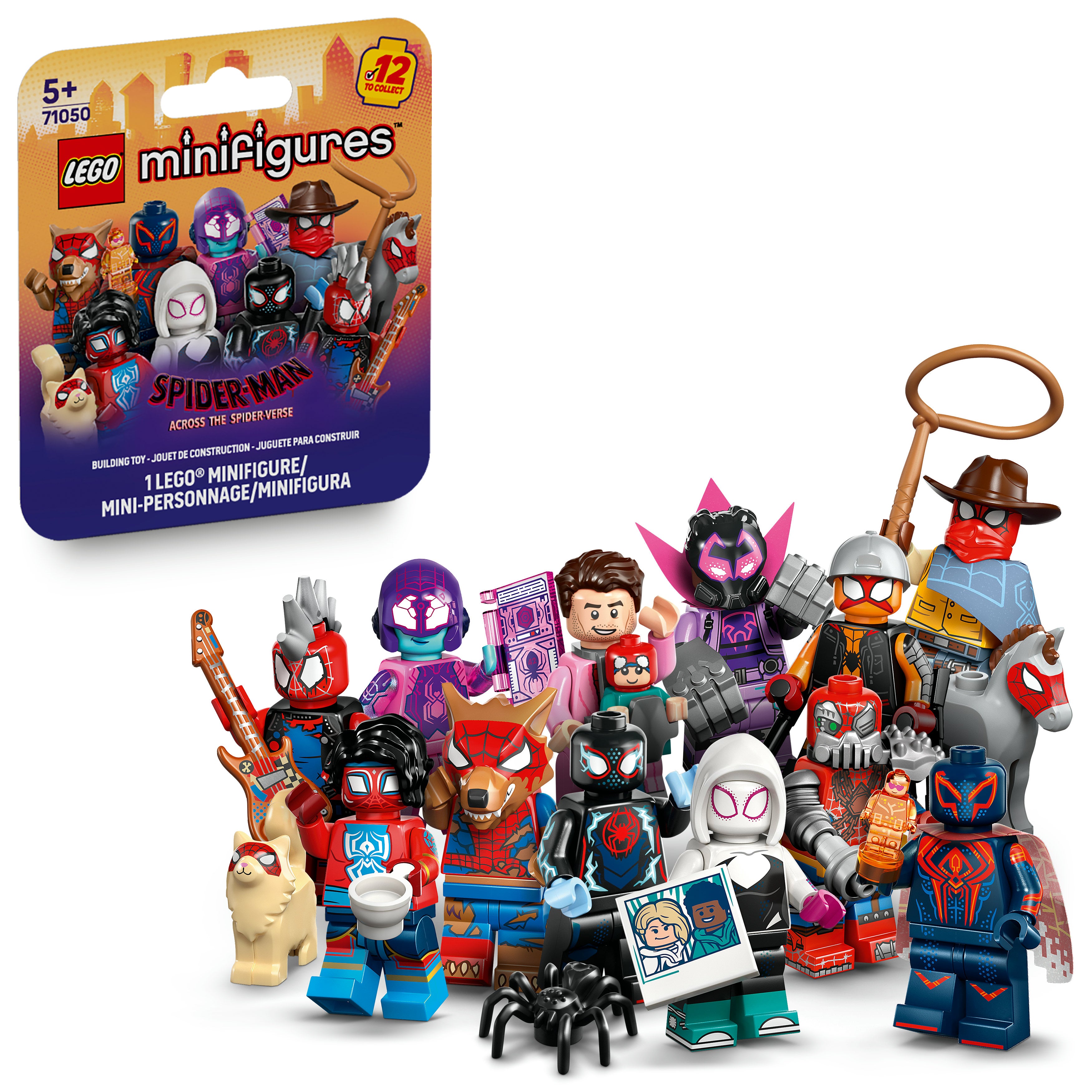 LEGO Spider-Verse collectible minifigs - blind box packaging with surprise character