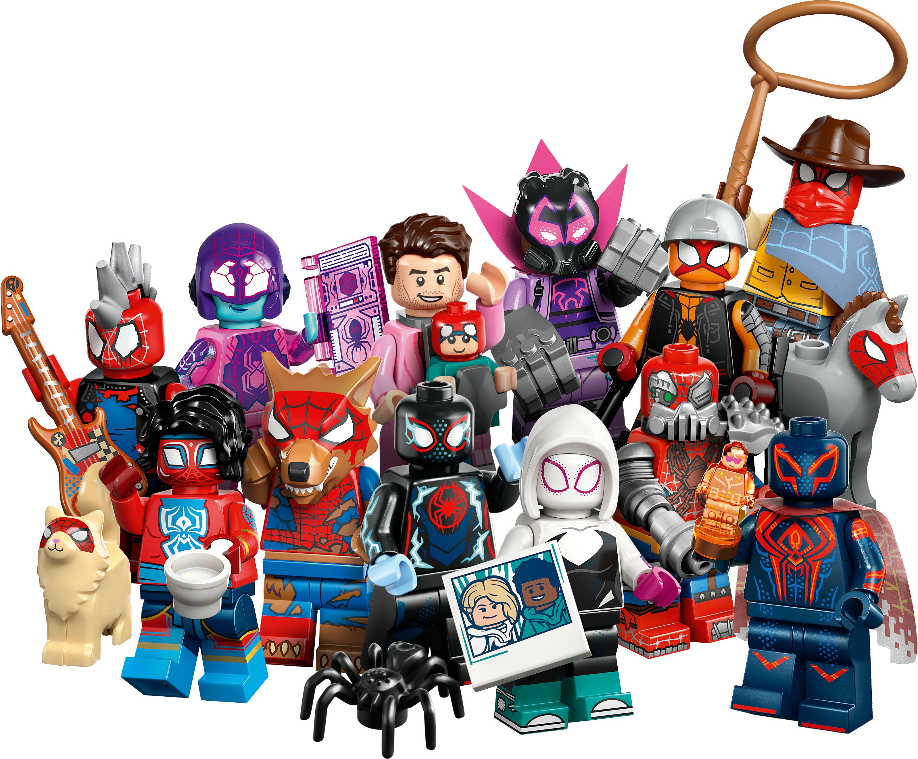 Spider-Man minifigure collection - 12 different characters from Across the Spider-Verse