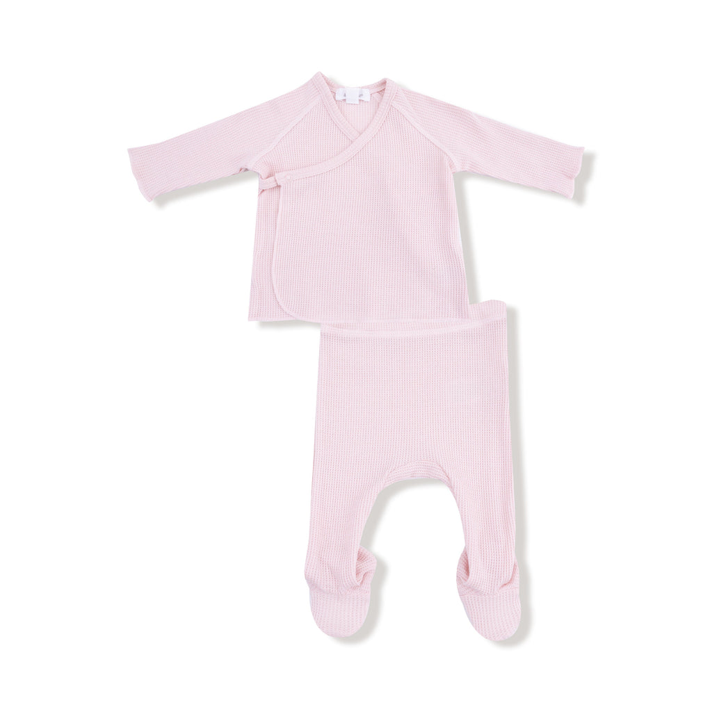 Veiled Pink - 2Pc L/S Kimono
Footed Pant Newborn Size by Angel Dear