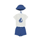 Mayoral baby boys blue sailboat short set with matching hat